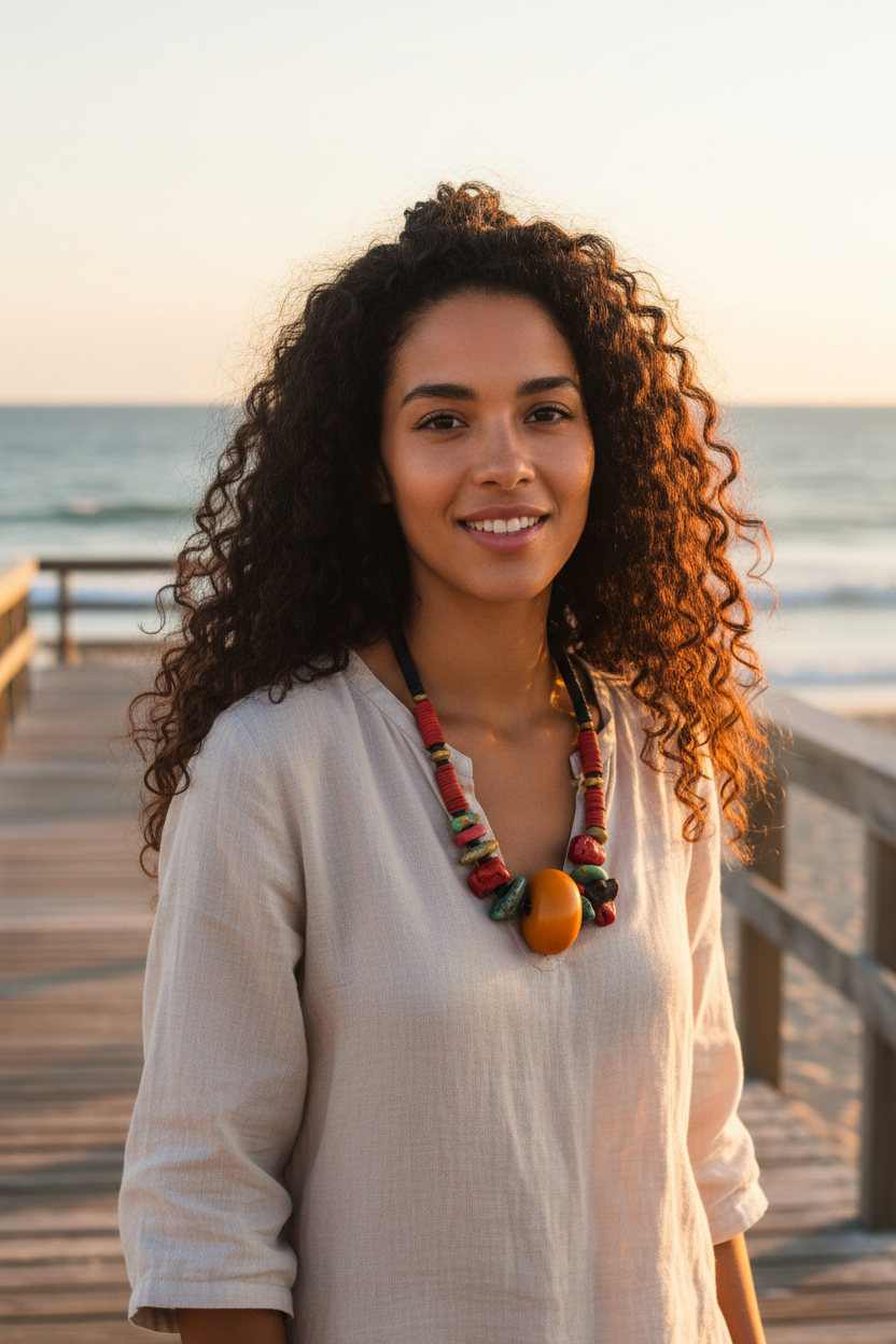 Tribal Amber & Coral Statement Necklace