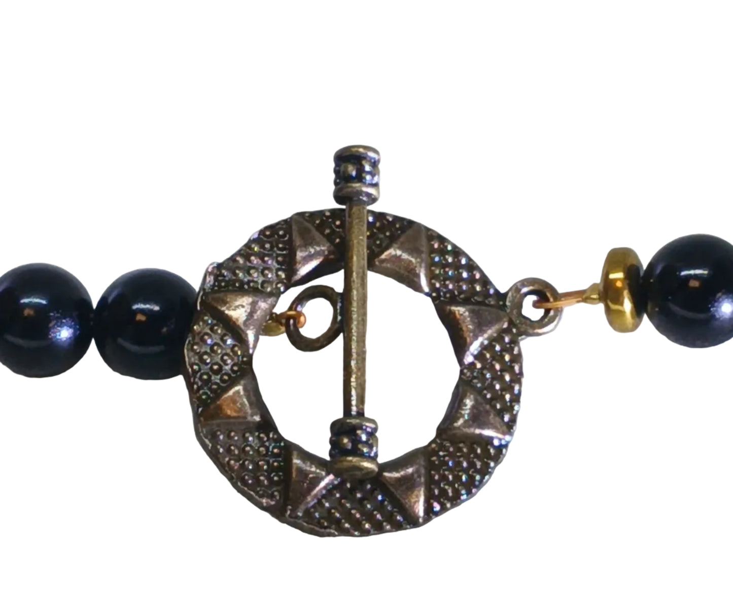 Black Onyx Brass Fan Pendant Necklace | Dhokra Style Statement Jewelry | Handmade